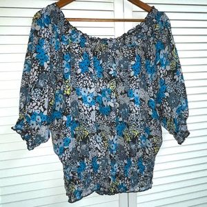 Confess 💙💛 floral sheer top